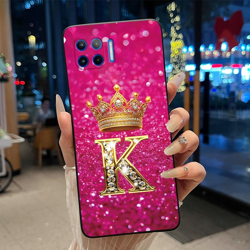 Initial Letter Couple Crown Phone Case For Motorola Moto G 5G Plus Bumper Silicone Black Case Protective Shockproof Soft Cover