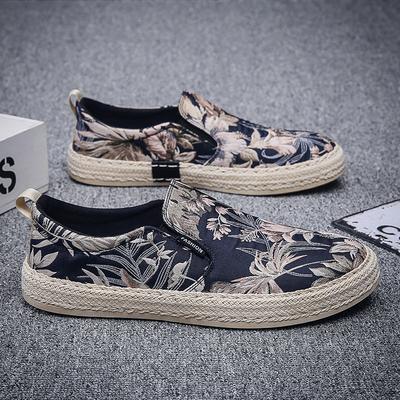 Zapatos casuales para hombre, tendencia primavera 2025, zapatos de hombre de corte bajo, sin mangas, transpirables, con estampado de tela tipo paraguas.