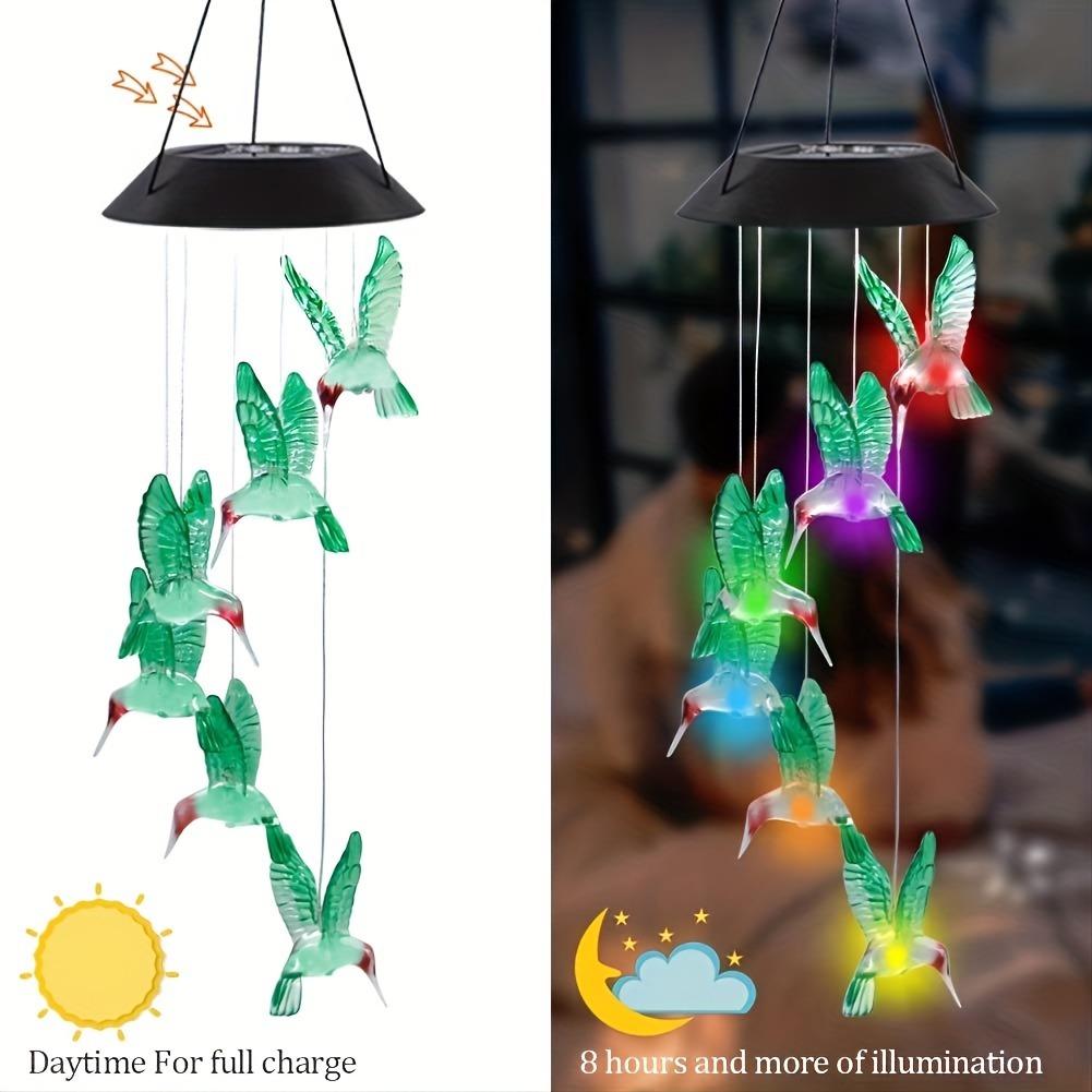 Color Changing Butterfly Dragonfly Hummingbird Solar Powered Waterproof Outdoor Wind Chimes Light for Party Garden Door Decor
