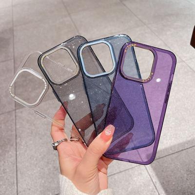 Bling Starry Sky Crystal Phone Case For Iphone 14 12 13 Pro Max Transparent Hard Pc +Tpu Bumper Metal Camera Press Keys Cover