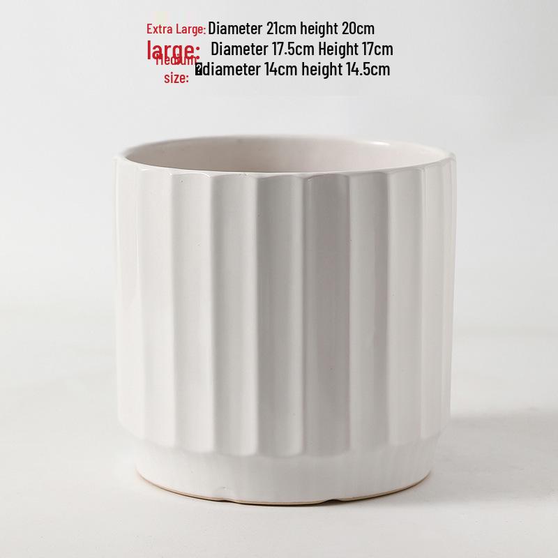 Large White Nordic Ceramic Pot - Tiger-Patterned Luxury Orchid Vase