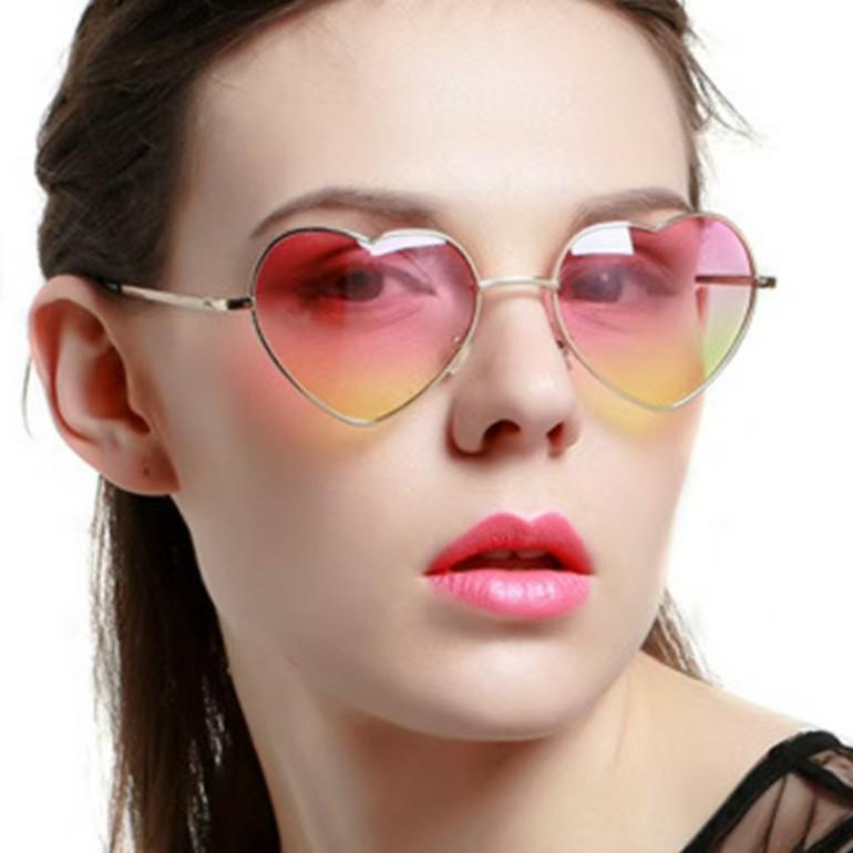 New Heart-Shaped Sunglasses Vintage Trendy Street Shooting Shades Fashion Irregular Pink Heart Sun Glasses For Women