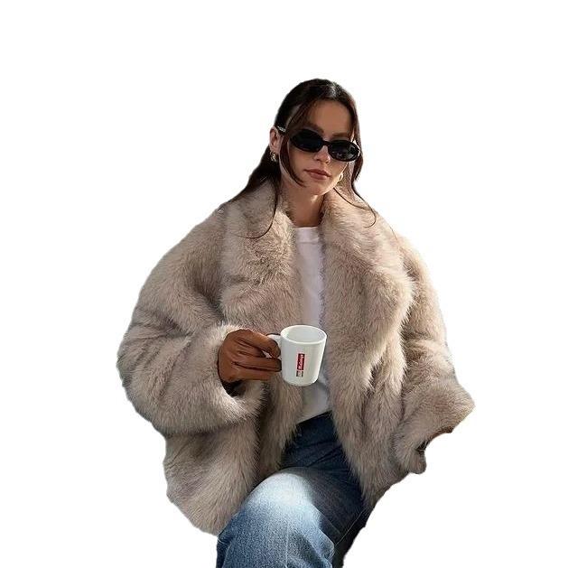 Women's fur new European and American celebrity style fox fur jacket fashion dyed pointed lazy wind imitation fur winter