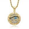 Pendentif Collier Oeil d'Horus Égyptien & Chaîne pour Hommes Femmes Couleur Or Acier Inoxydable Rond Hiphop Bijoux Anciens Égypte N1238