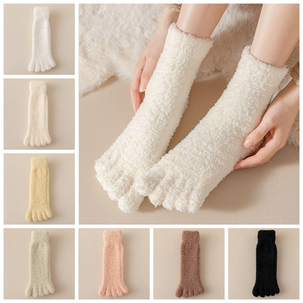 Winter Five Toe Plush Socks Thickened Warm Floor Socks Women Five Toe Fleece Socks  Autumn