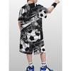 Summer New Children's Sports Set Casual Sports Men's 3D Printed Children's Football Pattern T-shirt Short Sleeve Set