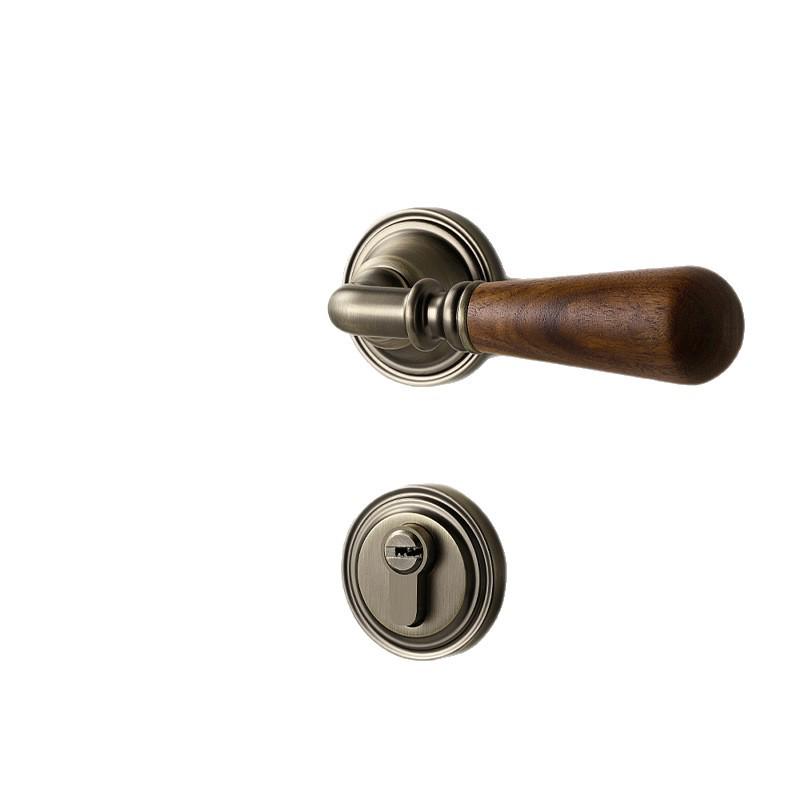 Vintage Style Magnetic Silent Door Lock with Black Walnut Wood Handle