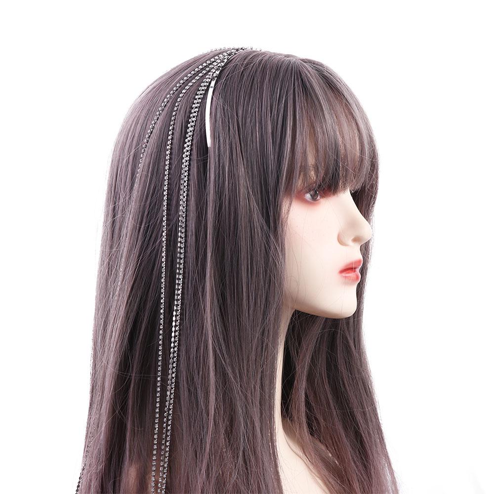 Fashion Bridal Women Shine Bling Bling Rhinestones Long Tassel Tassel Headbands Crystal Hair Hoop