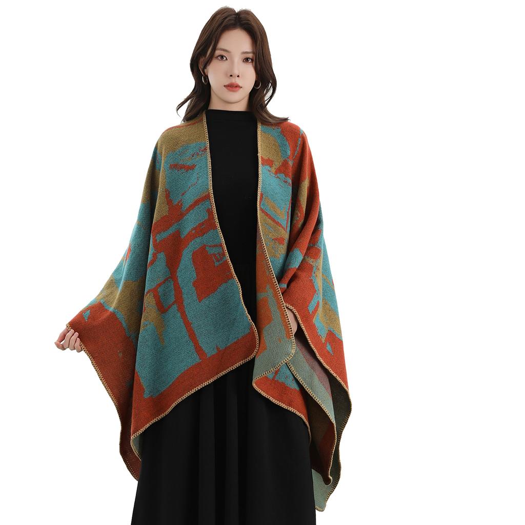 Winter Fashion Poncho Women Capes Scarf Imitation Cashmere Ladies Scarves Warm Shawls Wraps Woman Cloak Bufanda Mujer Foulard