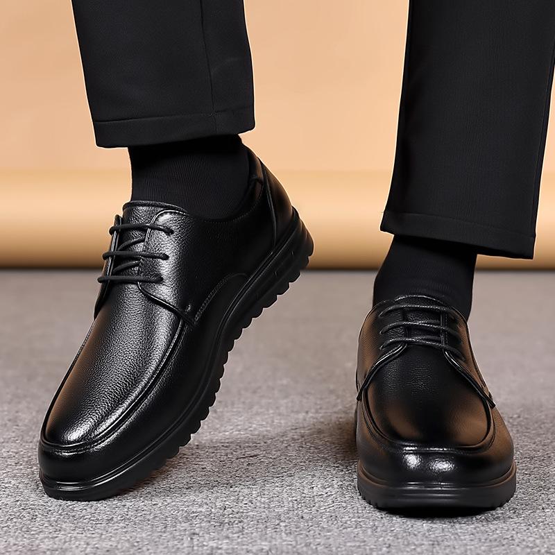 Sleeve men's shoes autumn and winter men's soft-soled casual leather shoes middle-aged and elderly father shoes men's shoes 2025