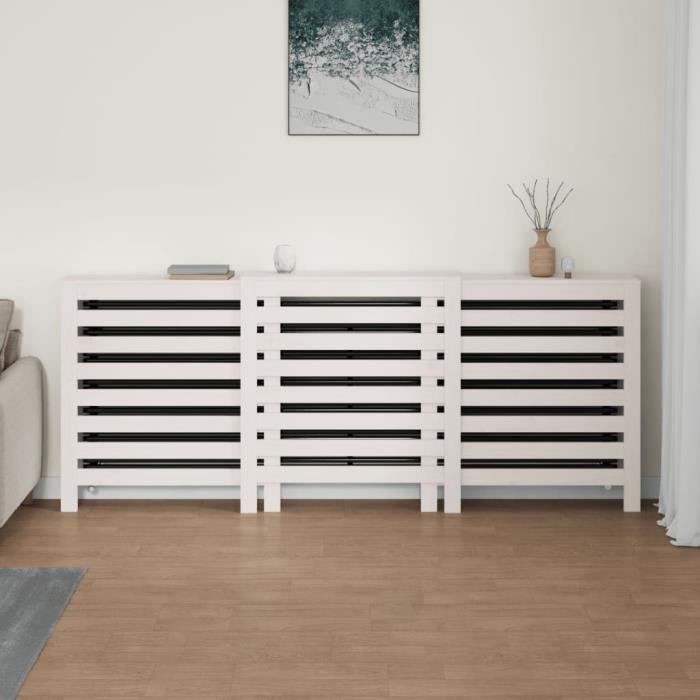Solid Pine Wood Radiator Cover - VIDAXL - White - Practical Shelf - Modern Slatted Design