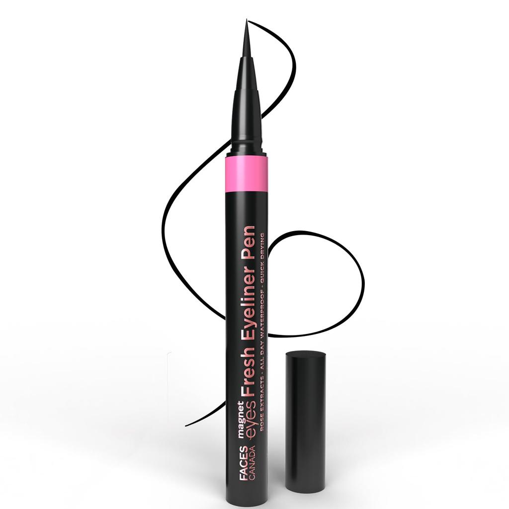 FACESCANADA Magneteyes Fresh Eyeliner Pen - Black, 1ml | All - Day Waterproof & Smudgeproof | Long-Lasting | Matte Intense Color Payoff | Quick D