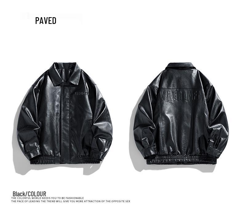 Men's PU Leather Stand Collar Motorcycle Jacket