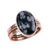 Natural Snowflake Obsidian Gemstone 925 Sterling Silver Two Tone Ring S.9.5 o0K79