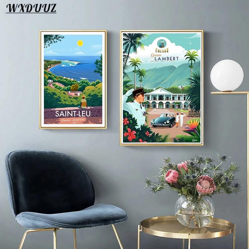 Nordic Travel Poster Aesthetic Vacation Illustration Canvas Painting Wall Art Mural Pictures Home Decoration Kawaii Room Decor