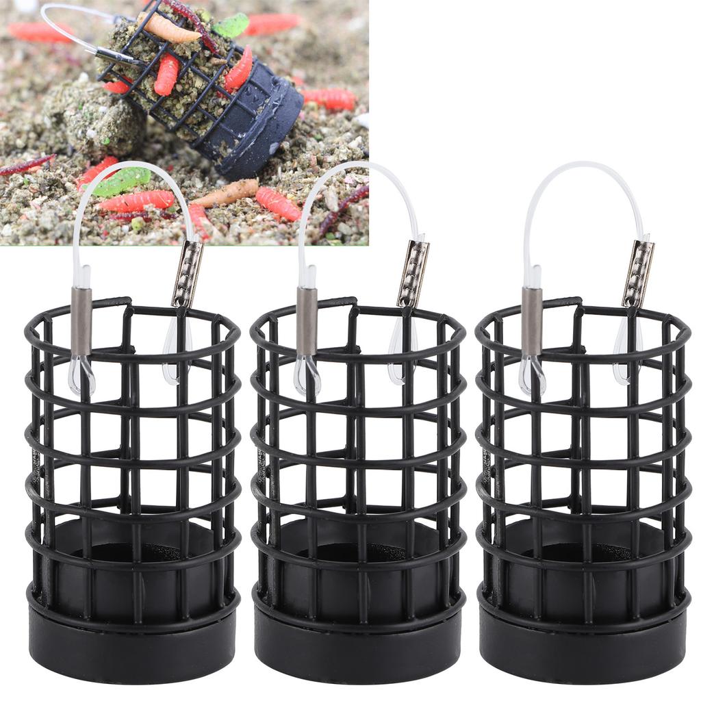 3 Stück Angelköderkörbe Hohl Edelstahl Futter Köder Falle Zubehör Schwarz 40g