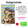 Pearl painting diy sticky diamond creative cute dog with blue hat and cup diamond painting kit living room hanging painting