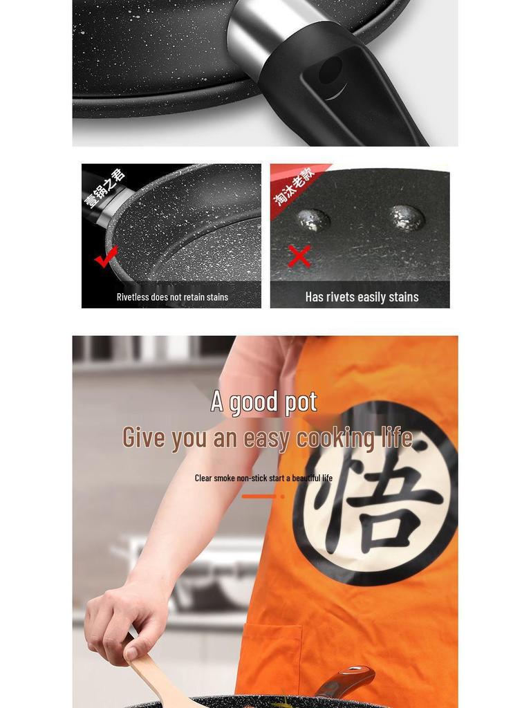 Maifan Stein Antihaft-Bratpfanne – Flacher Boden für Pfannkuchen, Steak und mehr. Neues Modell mit leichtem Design und Rauchreduzierung.