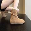 Fashion Women's Fashion Suede Ankle Boots Outdoor Casual Flat Boots Comfortable Soft Western Cowboy Boots Retro Slip On Lady Shoes
