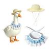 Entryway Geese Display Outfit Set With Matched Hat and Patterned Collar for Country Porch Styling and Shelf Accent
