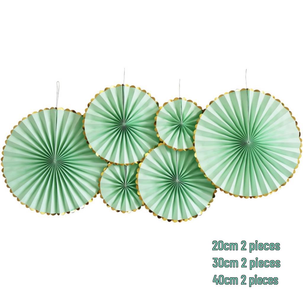 Hawaii Forest Green Wedding & Party Decor: Origami Paper Fan Theme