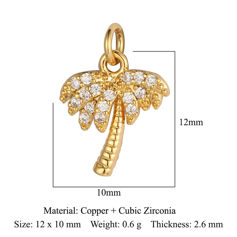 Sun Star Moon Crescent Copper Zircon Charm Clouds Hamsa Hand Leaf Juice DIY Jewelry Bracelet Earring Necklace Pendant
