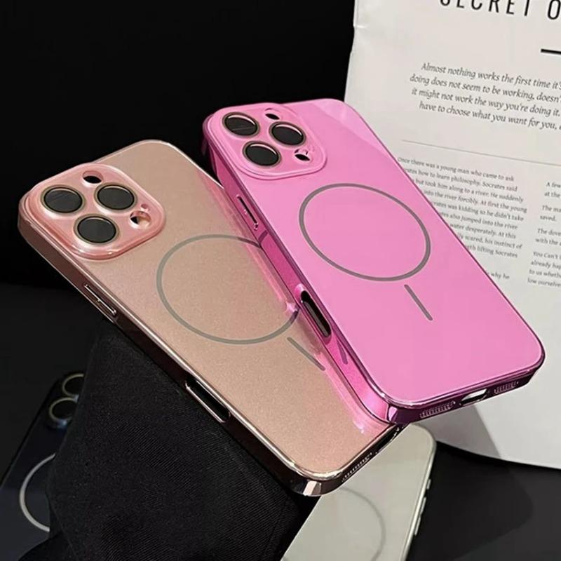Glossy Tempered Glass Luxury Magnetic Phone Case For IPhone 16 15 14 13 12 11 Pro Max Lens Protect Back Cover For Magsafe