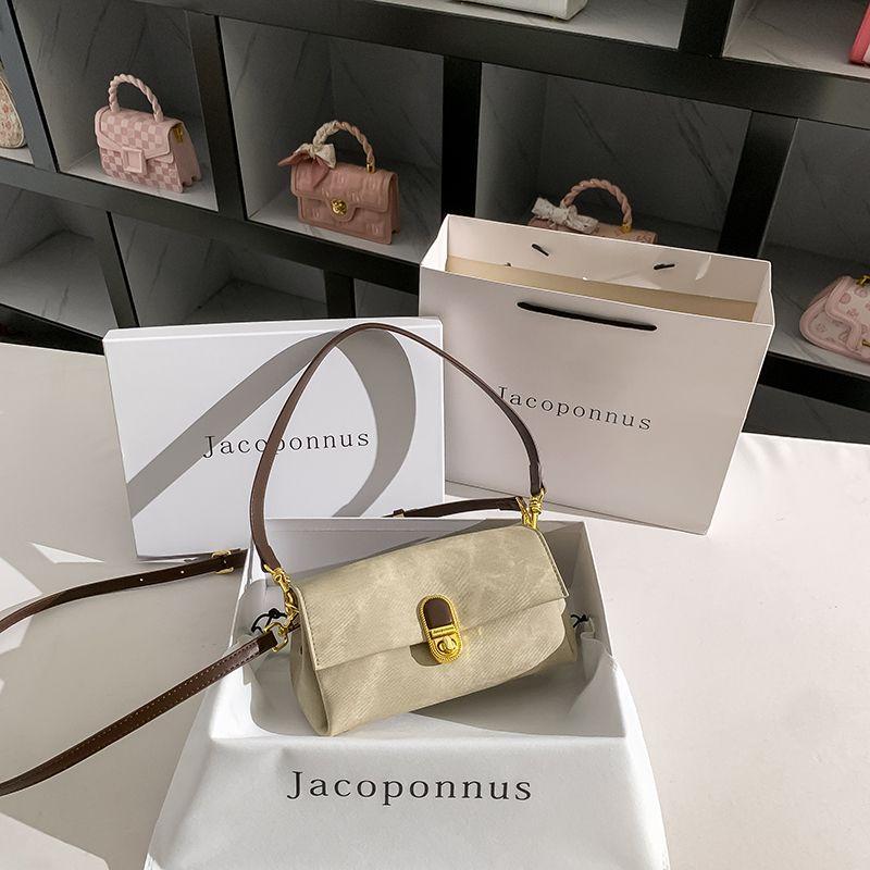 

Jacob Bang Denim Women s Niche Style Shoulder Underarm Bag Coffee with Denim gray green