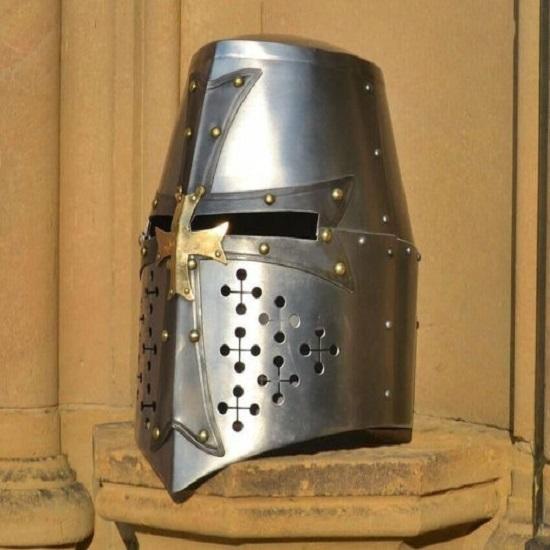 Середньовічний шолом хрестоносців тамплієрів Lerp Warrior Knight Helmet Silver Finish Helmet Crusader