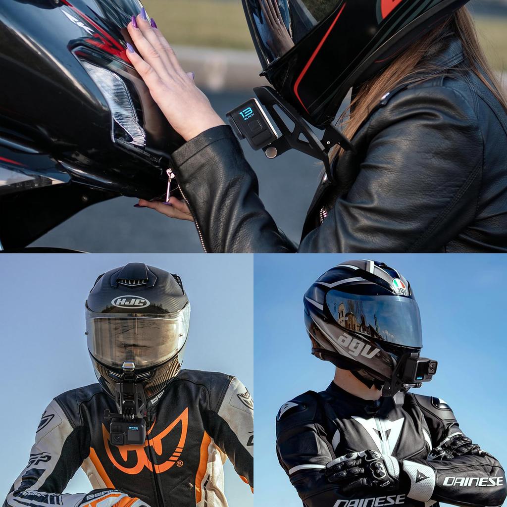 HSU Helmet Chin Mount Clip for Go Pro Hero DJI Action 5 Sports Camera Holder for Insta360 Ace Pro Hero Clip for Action Ideal for POV Photography