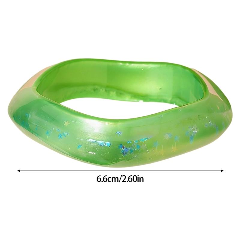 Stylish Oversized Colorful Bracelet Trendy Eye Catching Sparkling Star Pattern Resin Bangle Jewelry For Women