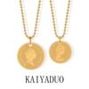 Gold Plated French Retro Queen Coin Necklace - Titanium Steel Clavicle Choker for Women