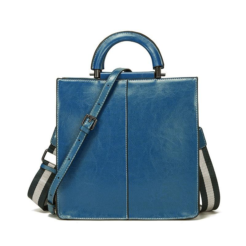 Oil Wax Cowhide Big Bag Women's High-end Commuter Handbag New Retro Large-capacity Shoulder Bag Bag