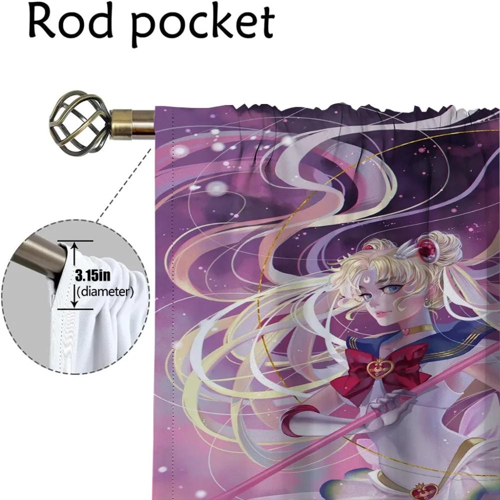 Blackout Curtain for Room 2 Panel Sailormoon Shades Halloween Decoration Anti-mosquito Curtains Tulle for Bedroom Partition Home
