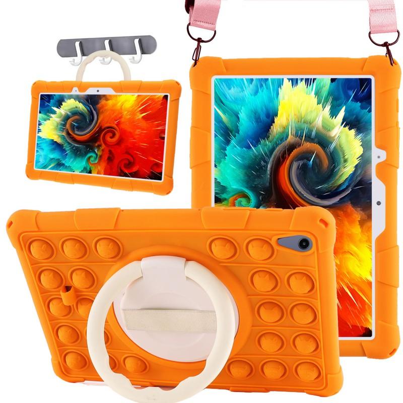 Silicone Protective Case With Rotating Handle Stand XiaoDu S12 Learning Tablet 10.1 Inch Cartoon Bubble Design
