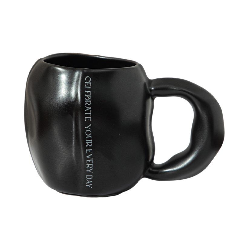 Nordic Matte Ceramic Mug Creative Hand-Squeezed Irregular Ceramic Cup Household Coffee Cup Breakfast Cup Milk Cup