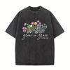 Wildflower Graphic Oversized TShirt Vintage Washed Floral Summer Tee Casual Loose Fit Short Sleeve Tops for Women Men