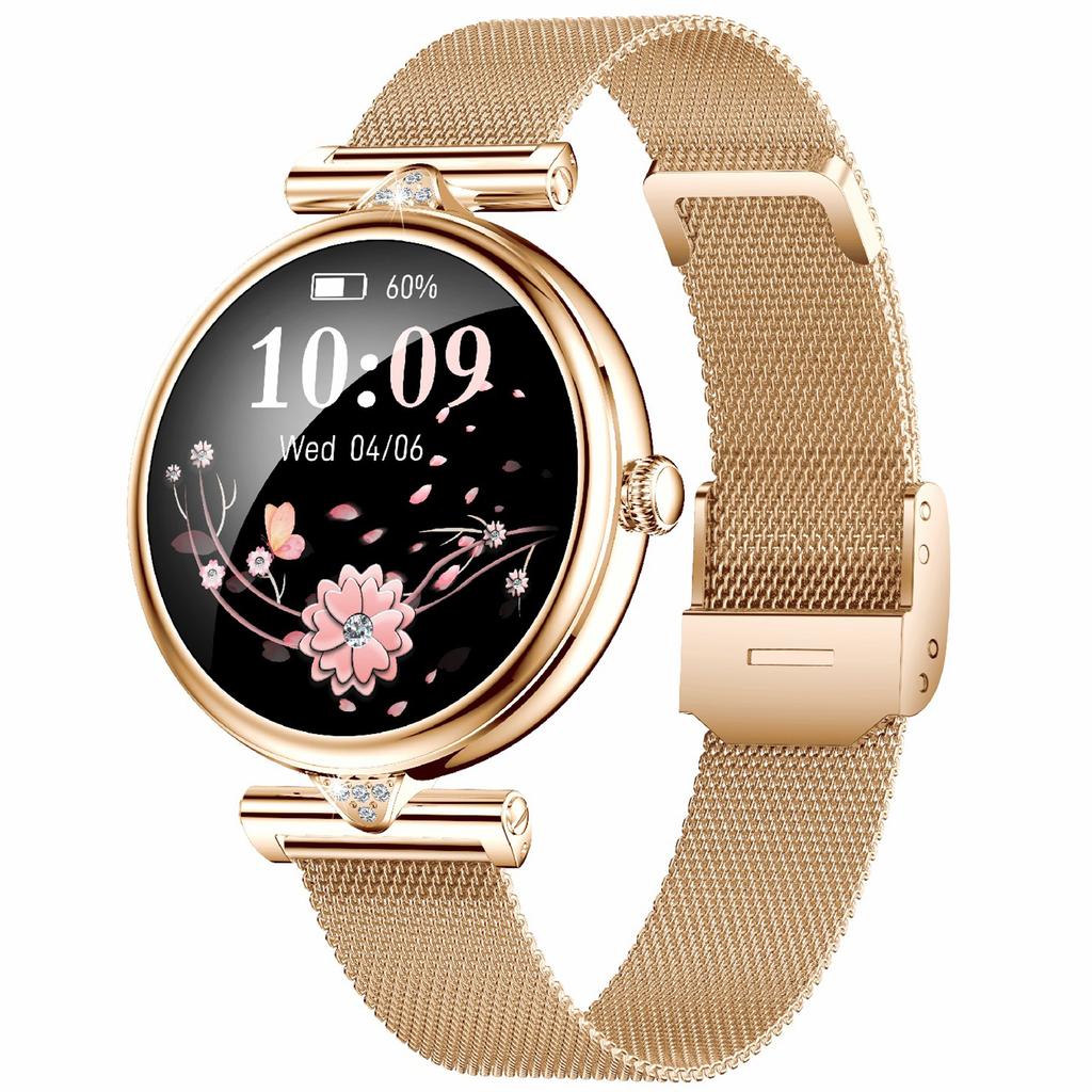 AK73 Damski Smartwatch Monitor Sportowy Wodoodporna Bransoletka z Paskiem z Siatki Stalowej