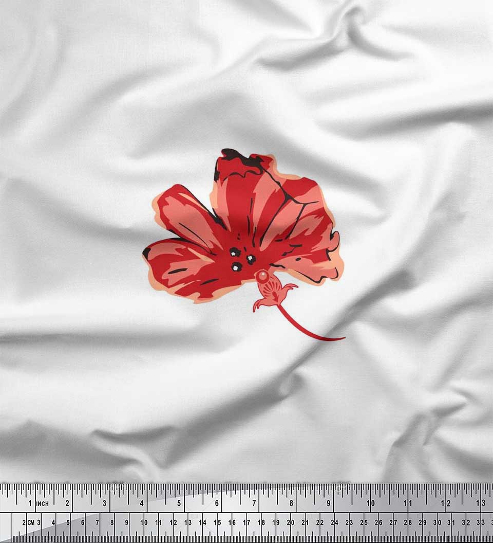 

Тканина Soimoi Японія Креп Сатин Художній Квітковий Принт Швейна Тканина метр 42 дюйма 42 Inch Wide - Poly Crepe білий