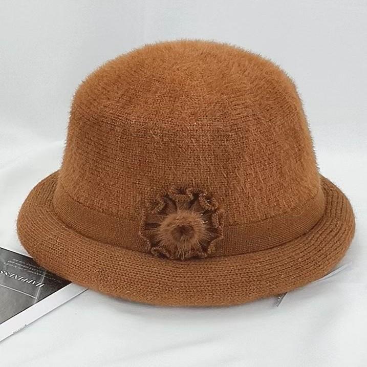 Autumn And Winter Crimped Knitting Top Hat Middle-Aged And Elderly Women'S Mother Warm Basin Hat Outdoor Travel Fashion Hat