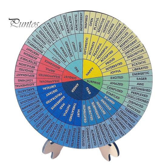 

Колесо чувств, деревянная диаграмма регуляции эмоций с подставкой, инструмент для терапии эмоций психического здоровья для декора рабочего стола в классе 20cm