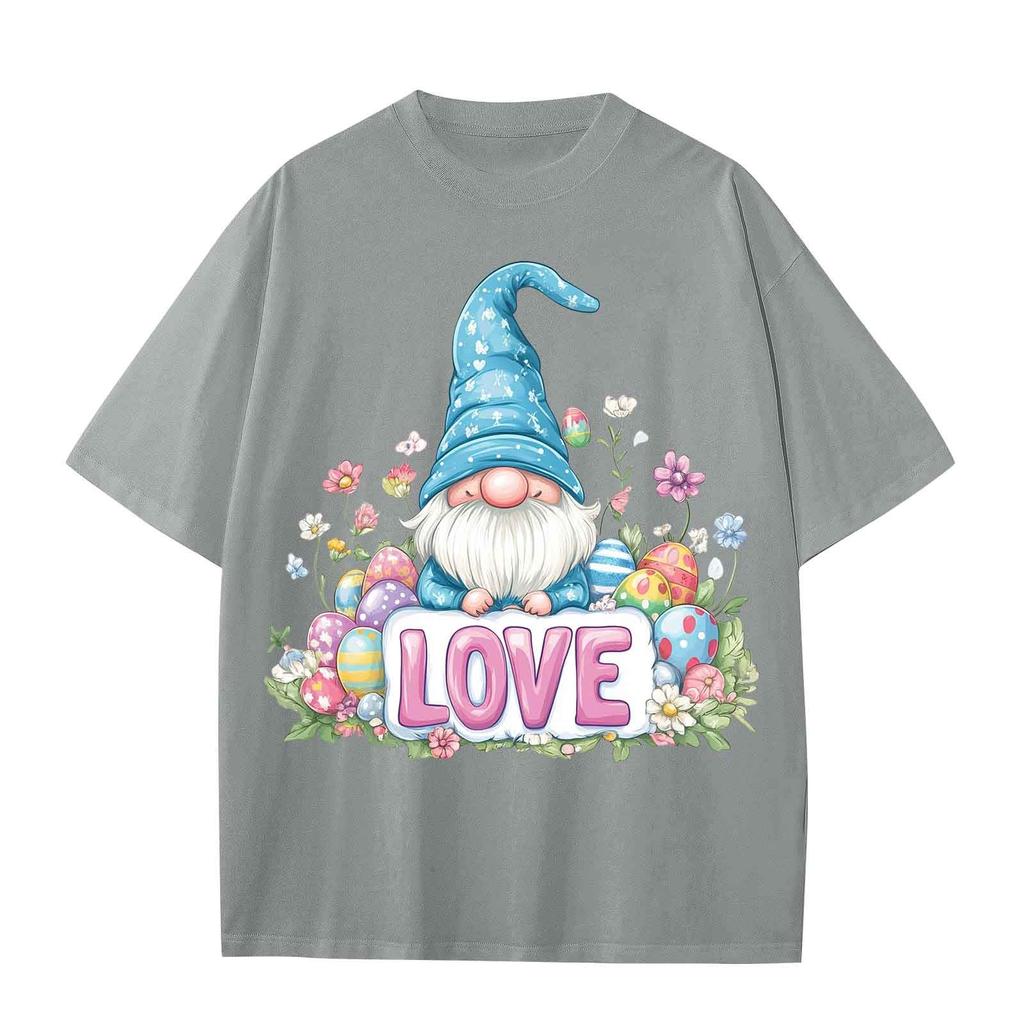 Chlapecké a dívčí ležérní volné tričko s velikonočním potiskem, pulovr s kulatým výstřihem, top s krátkým rukávem