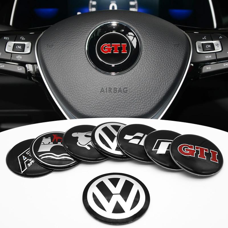 2026 Hot 45mm 50mm ABS Car Steering Wheel Center Emblem Stickers For VW Polo GOLF Sagitar Jetta Bora Lavida Tiguan Passat Car Accessories