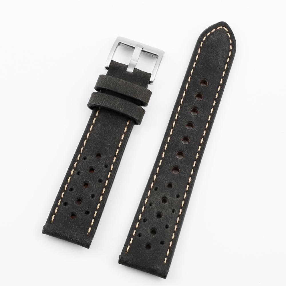 Vintage Leather Watch Strap 20mm 22mm Porous Breathable Watchband Handmade Stitching Replacement Wrist Bracelet Belt Accessories