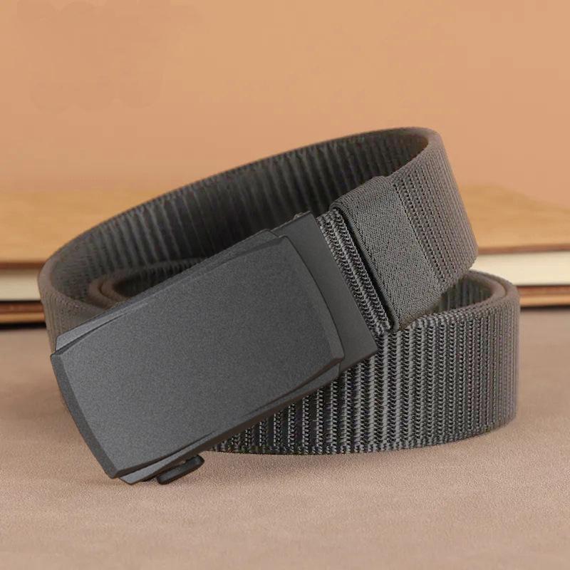 Comfort Upgraded Men's High Elastic Nylon Automatic Buckle Tactical Belt for Young and Middle-aged Casual Canvas Belt
