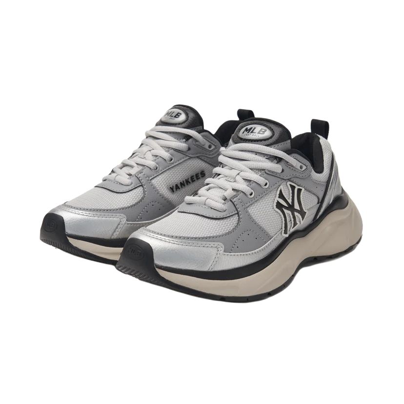 New MLB Chunky Runner Fastball Wear Resistant Low Top Casual Running Shoes Unisex White Gray Silver 3ARNFTB4N-50BKS