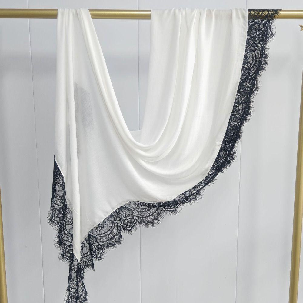 Cotton Turbans Head with Lace Trim Head Wraps New Islamic Crinkle Shawl