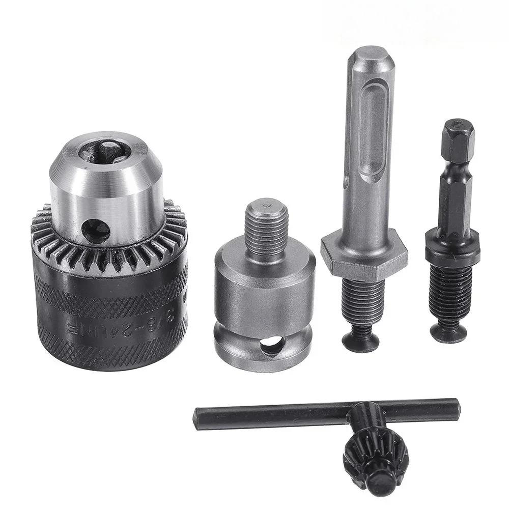 1.5-10mm Drill Chuck Adapter, Convert Impact Wrench to Electric Drill, 3/8-24UNF, Lightweight & Reliable
