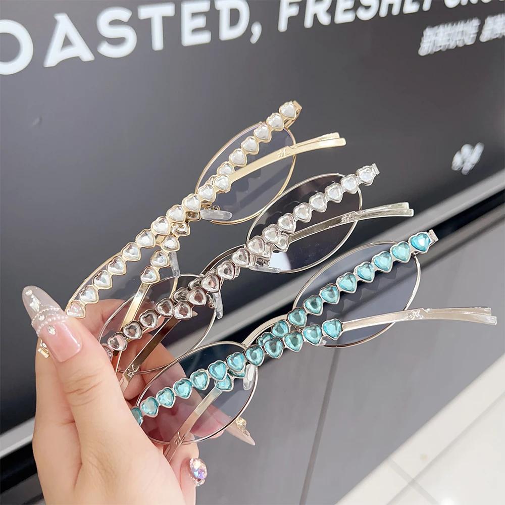 Damen Strass Sonnenbrille Stilvolle Ovale Sonnenbrille Vintage Runde Schwarze Gläser Luxus Bling Diamant Brillen