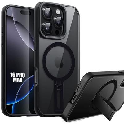 Protective Case for iPhone 16 Pro Max - BOOLING - Shockproof - Scratch-resistant - Black Magnetic Stand
